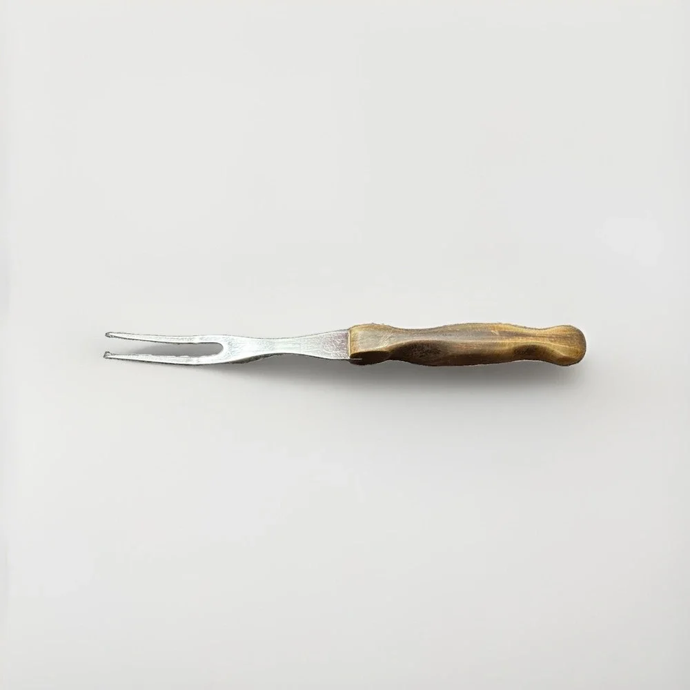 Vintage CUTCO 1026 Carving Serving Fork Brown Swirl Handle Made in USA 10.5